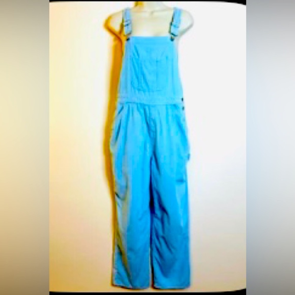 Vintage 100% Cotton Corduroy Newport News light powder blue overalls size Large